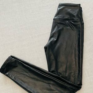 Black faux leather leggings